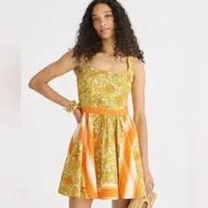 J. Crew Stefania Dress Limone Scarf Print Fit Flare Bright Colorful Women 10